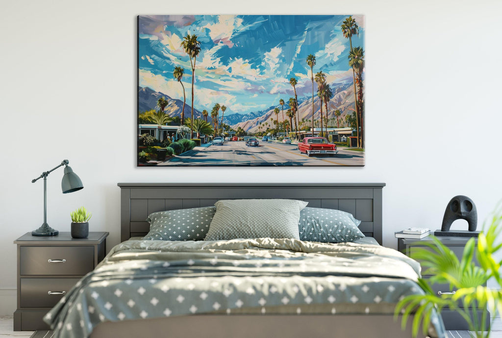 Palm Springs Canvas Art - Retro Desert Decor | Gallery Wrapped Large Wall Art Print