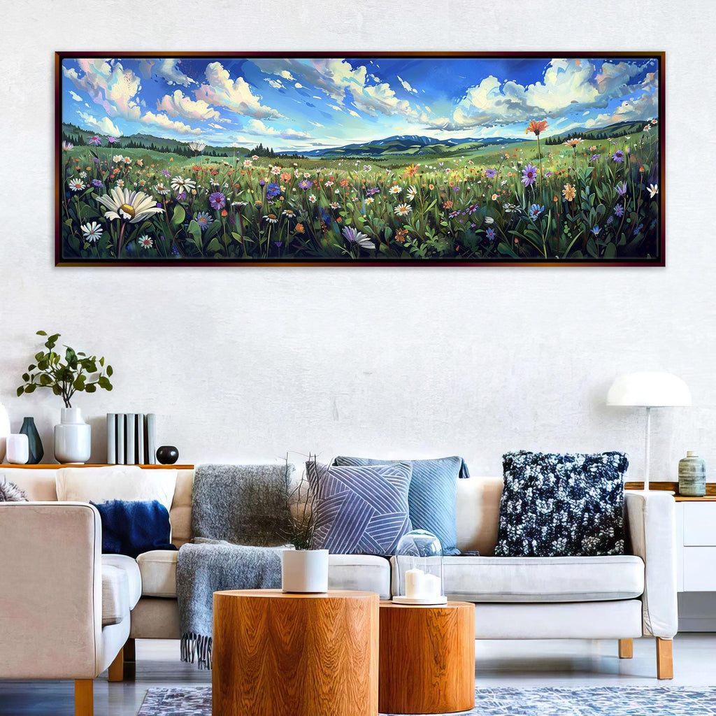 Wildflower Canvas Print - Framed Wall Art | Panoramic Landscape Floral Gallery Wrapped