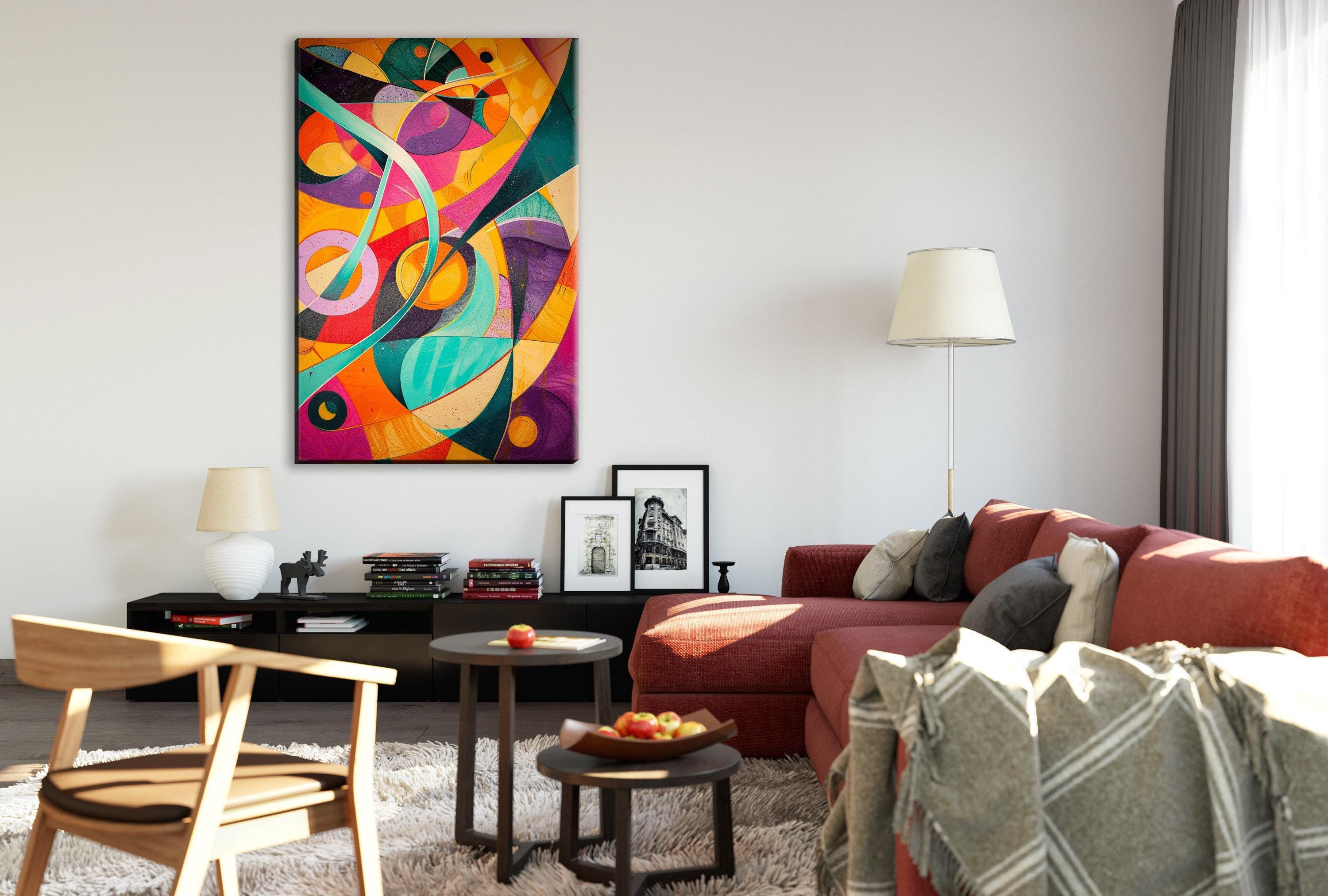 Retro Futurism Wall Art – Extra Large Abstract Canvas Print, Gallery Wrapped & Ready to Hang