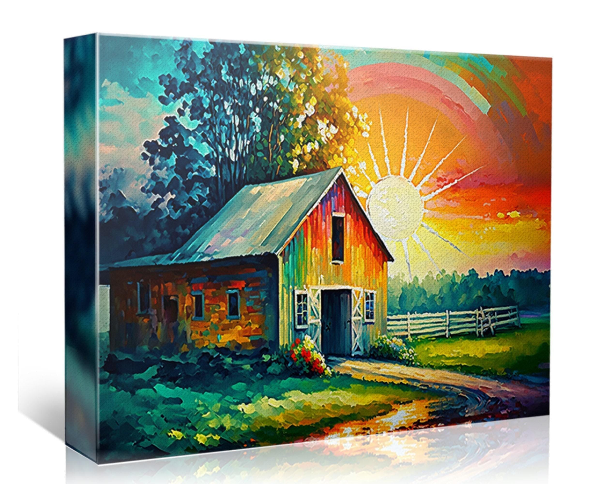 Rustic Farmhouse Wall Art - Large Canvas Print With Vintage Style Canvas & Wood Frame