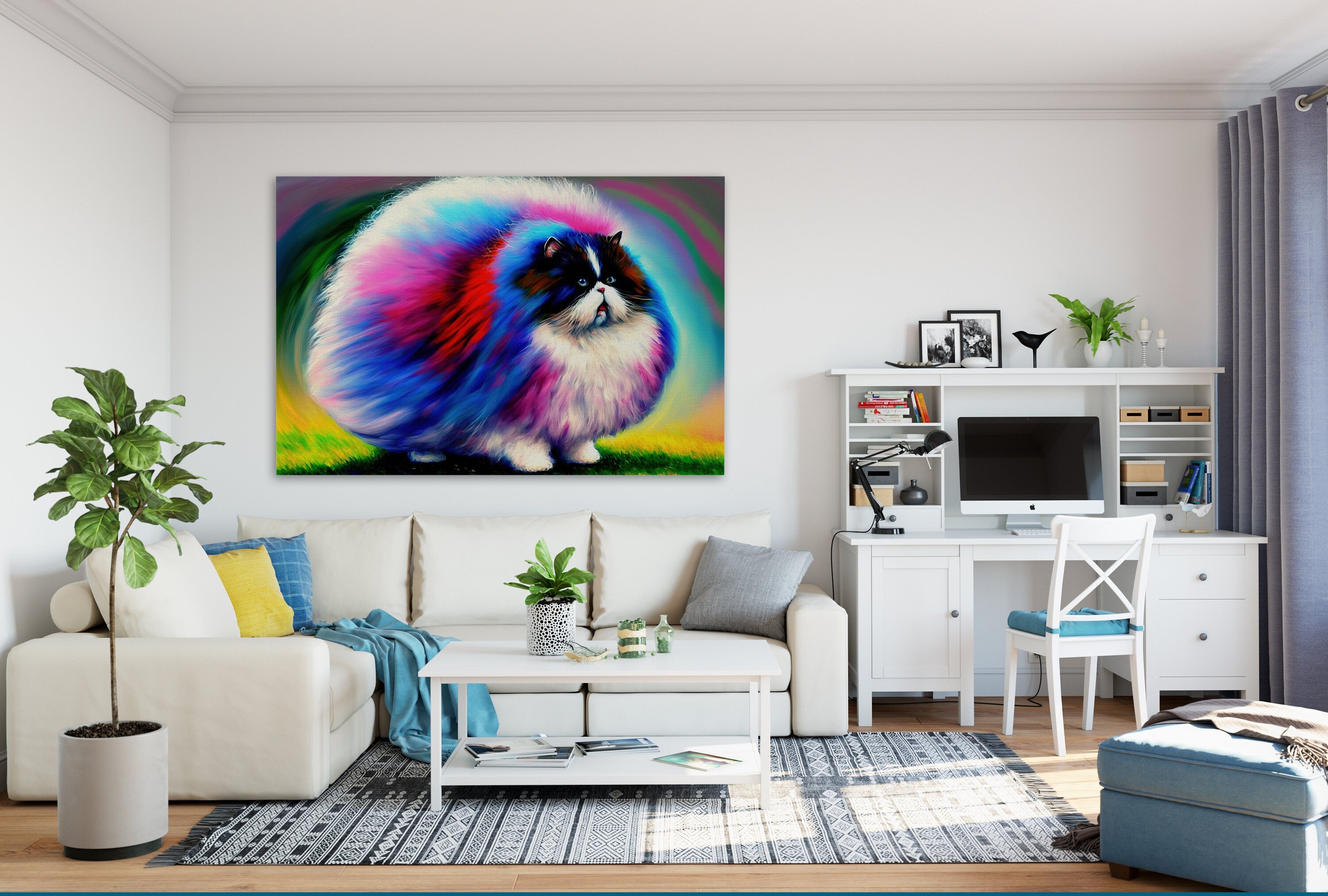 Fluffy Cat Canvas – Cute Kitten Art Print With Scratch Resistant Coating
