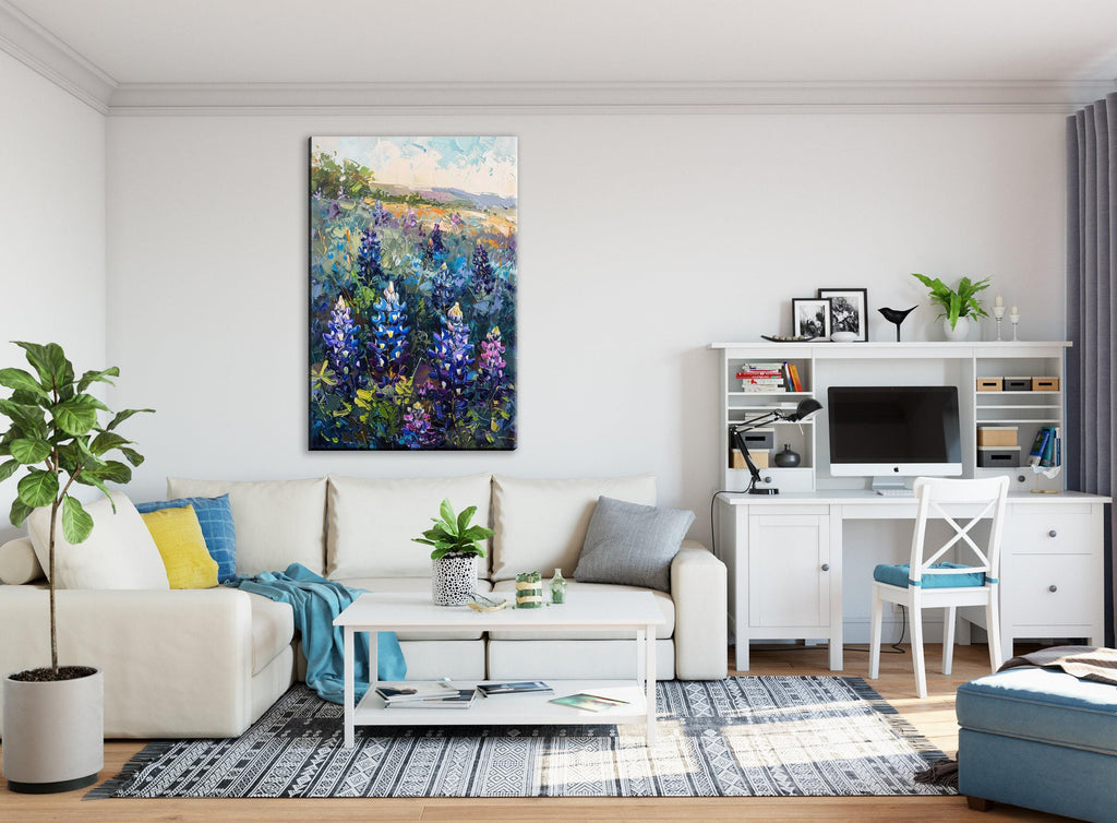 Texas Bluebonnet Painting – Large Canvas Art | Gallery Wrapped, UV Coated, Ready to Hang