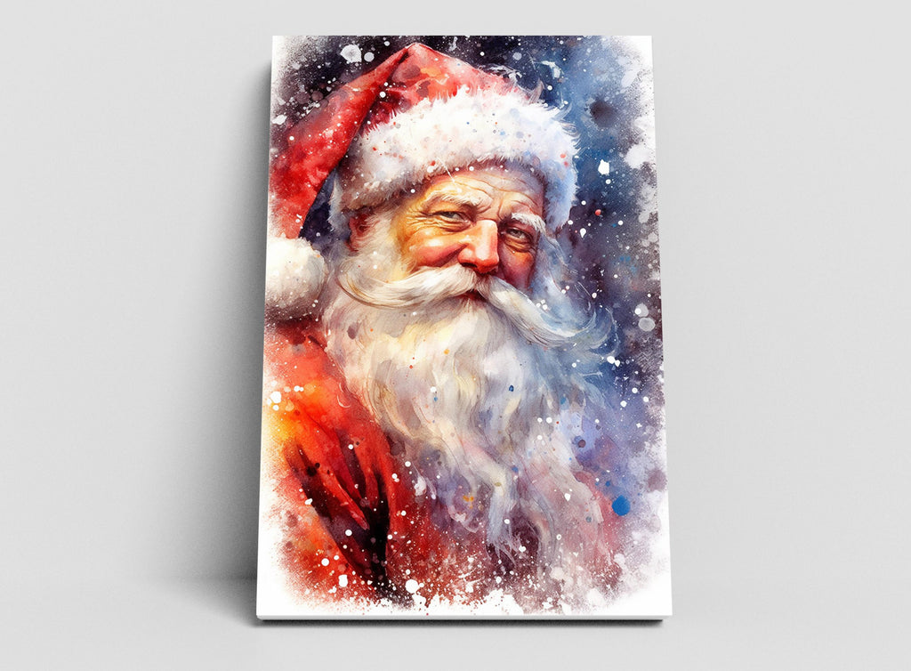 Santa Claus Watercolor Print - Cozy Holiday Art, Giclee Print on Canvas, Artist Paper, Watercolor Paper, Available in Extra Large Sizes