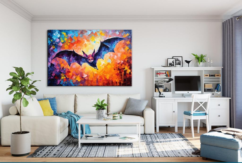Halloween Bat Canvas - Spooky Wall Art | Large Gallery Wrapped Canvas Print