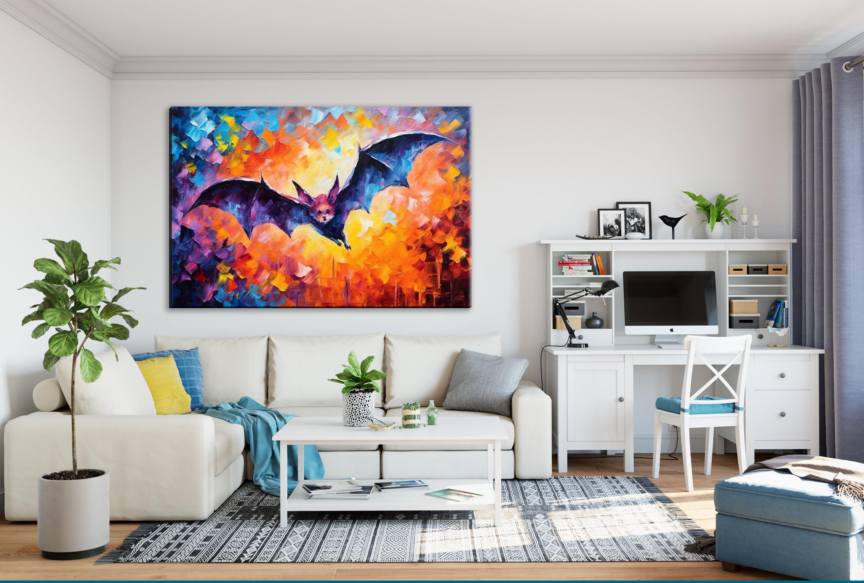 Halloween Bat Canvas - Spooky Wall Art | Large Gallery Wrapped Canvas Print