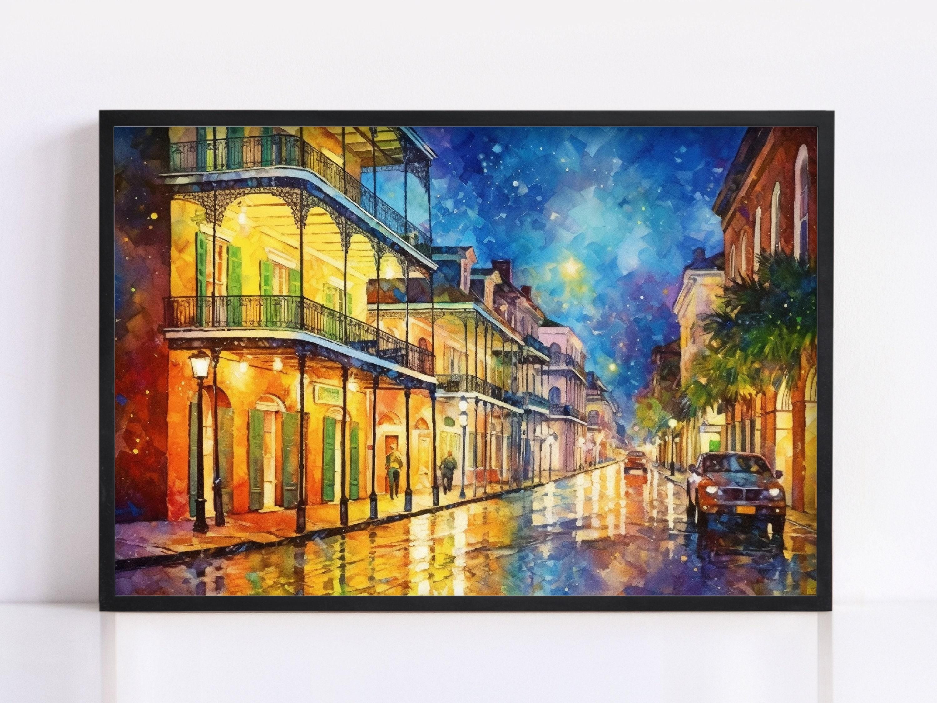 French Quarter Streets - New Orleans Watercolor, Giclee Print on Canvas, Artist Paper, Watercolor Paper, Available in Extra Large Sizes