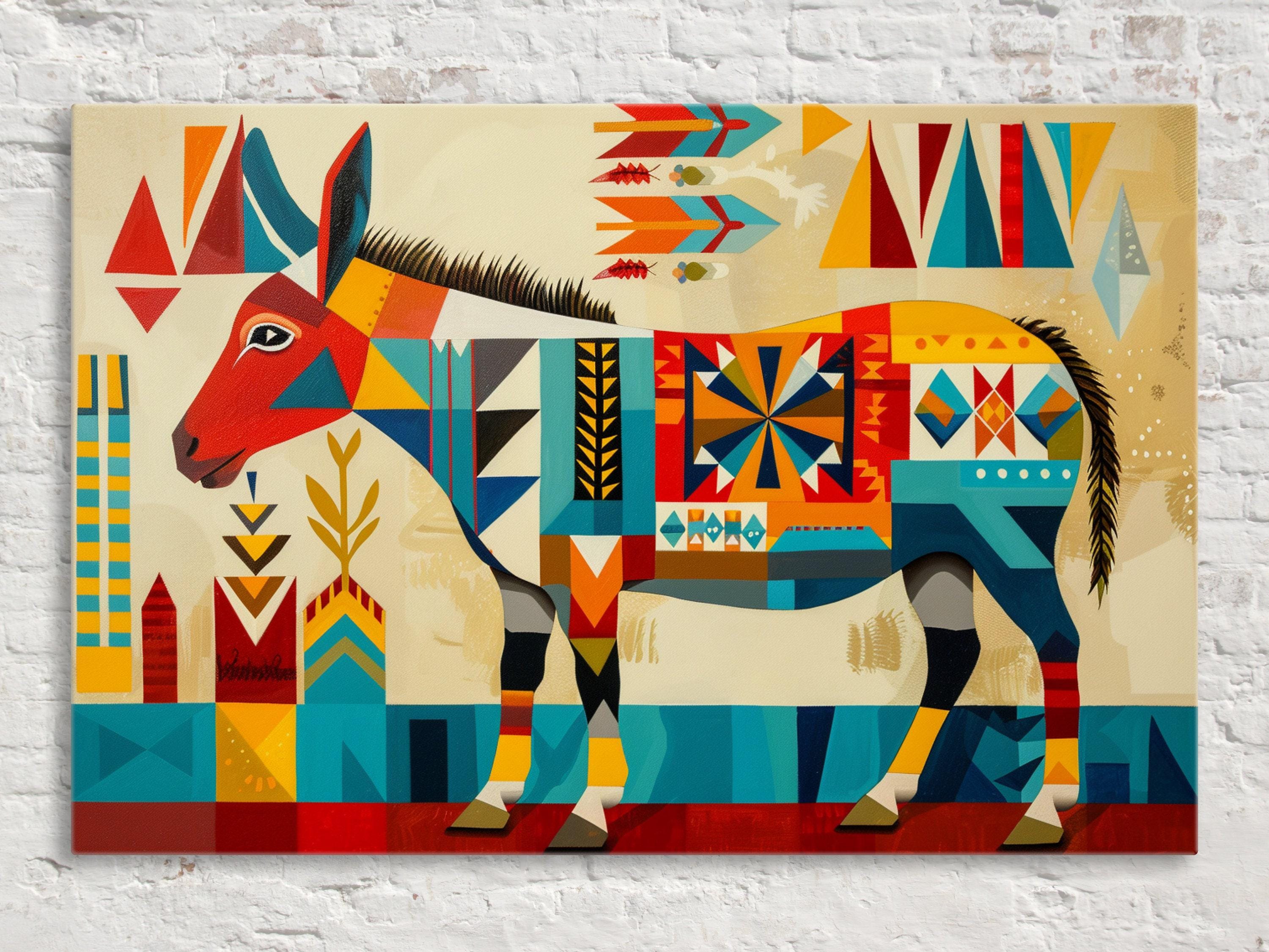 Southwest Donkey Art – Large Canvas Print on Gallery Wrapped Canvas, Ready to Hang