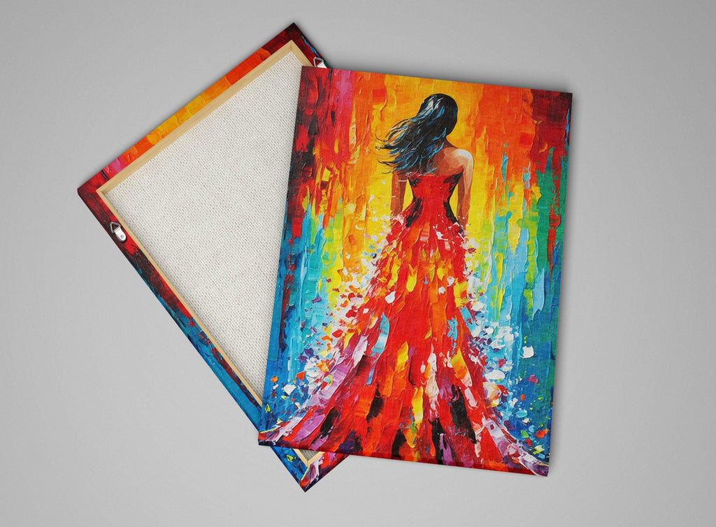 Red Dress Canvas Art - Large Woman Oil Painting Reproduction | Gallery Ready, Feminine Charm