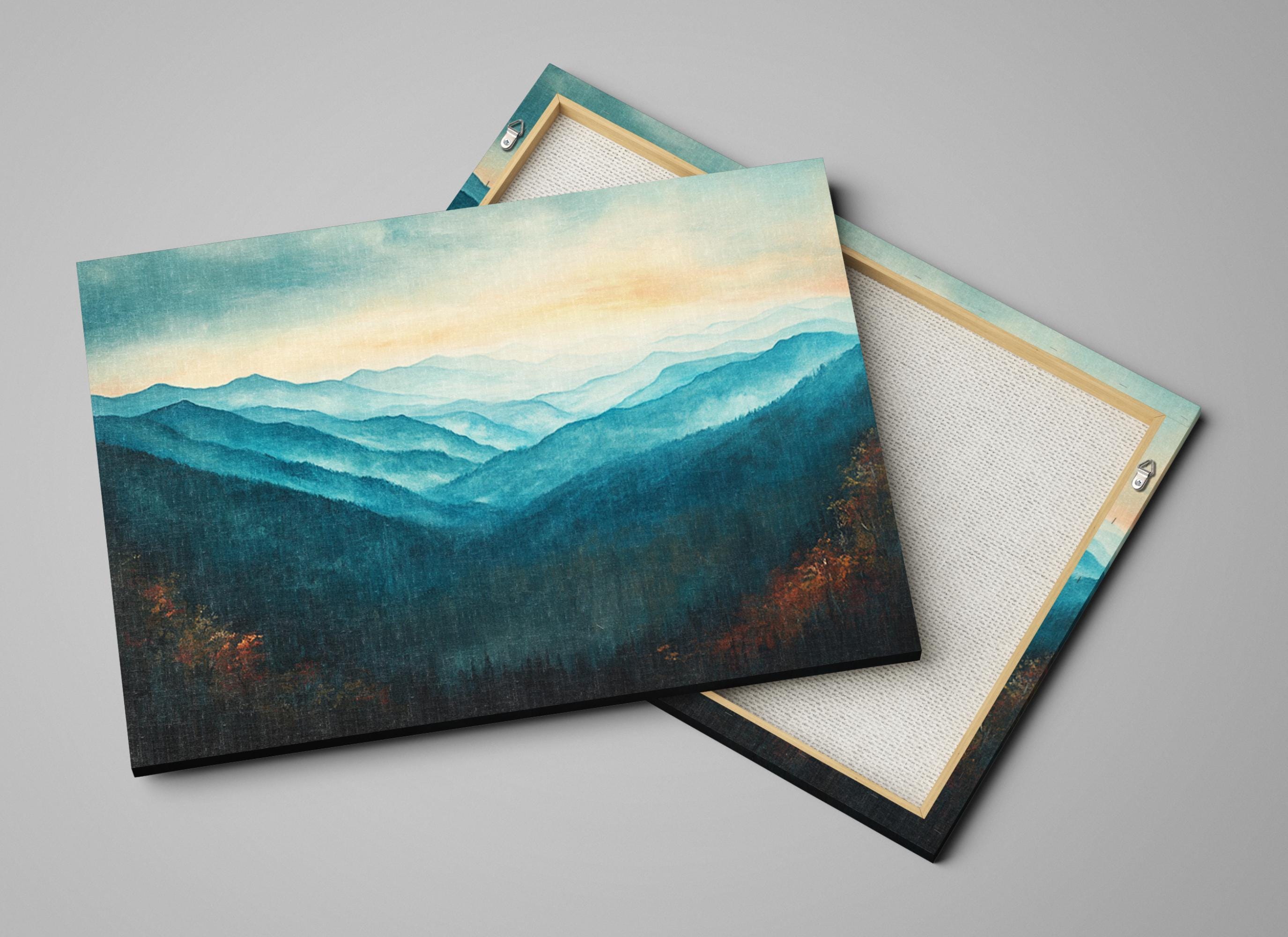Great Smoky Mountains Canvas - Extra Large Framed Mountain Range Art, Ready to Hang