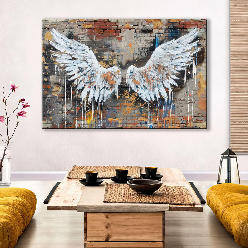 Graffiti Angel Wings Urban Street Art – Large Canvas Art, Gallery Wrapped, Ready to Hang