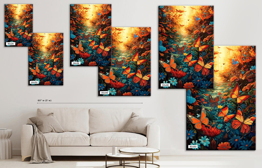 Butterfly Canvas Art – Large Colorful Nature Art With Monarch Butterfly Print