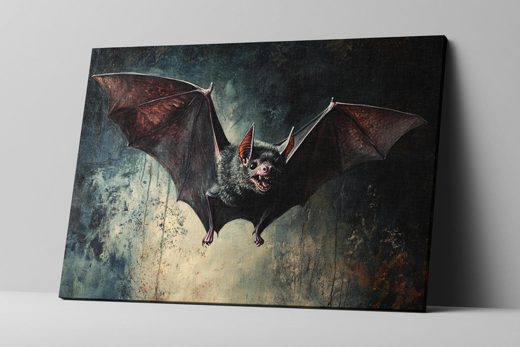 Gothic Halloween Bat Art - Extra Large Framed Canvas Print | Dark Victorian Decor