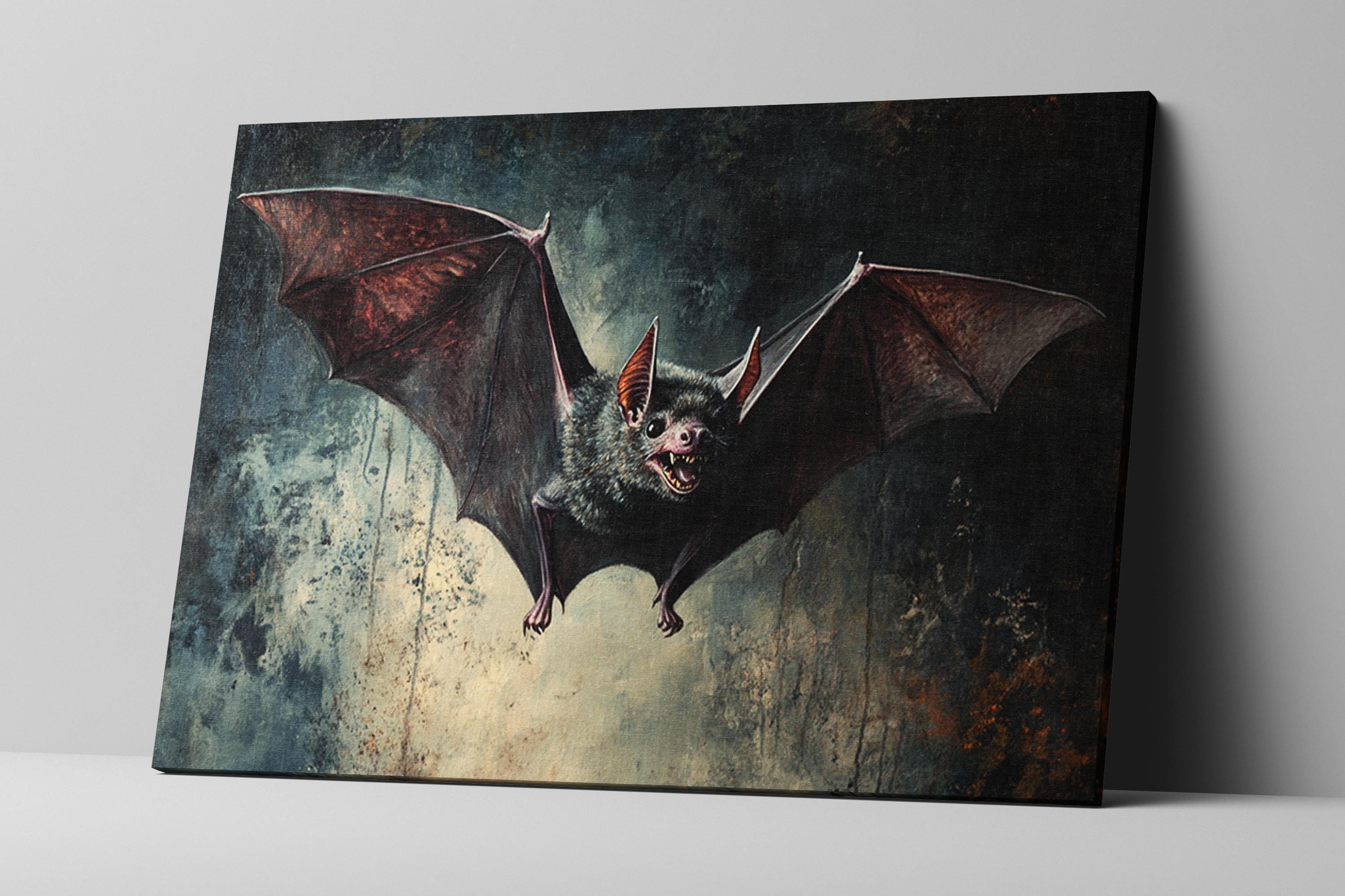 Gothic Halloween Bat Art - Extra Large Framed Canvas Print | Dark Victorian Decor