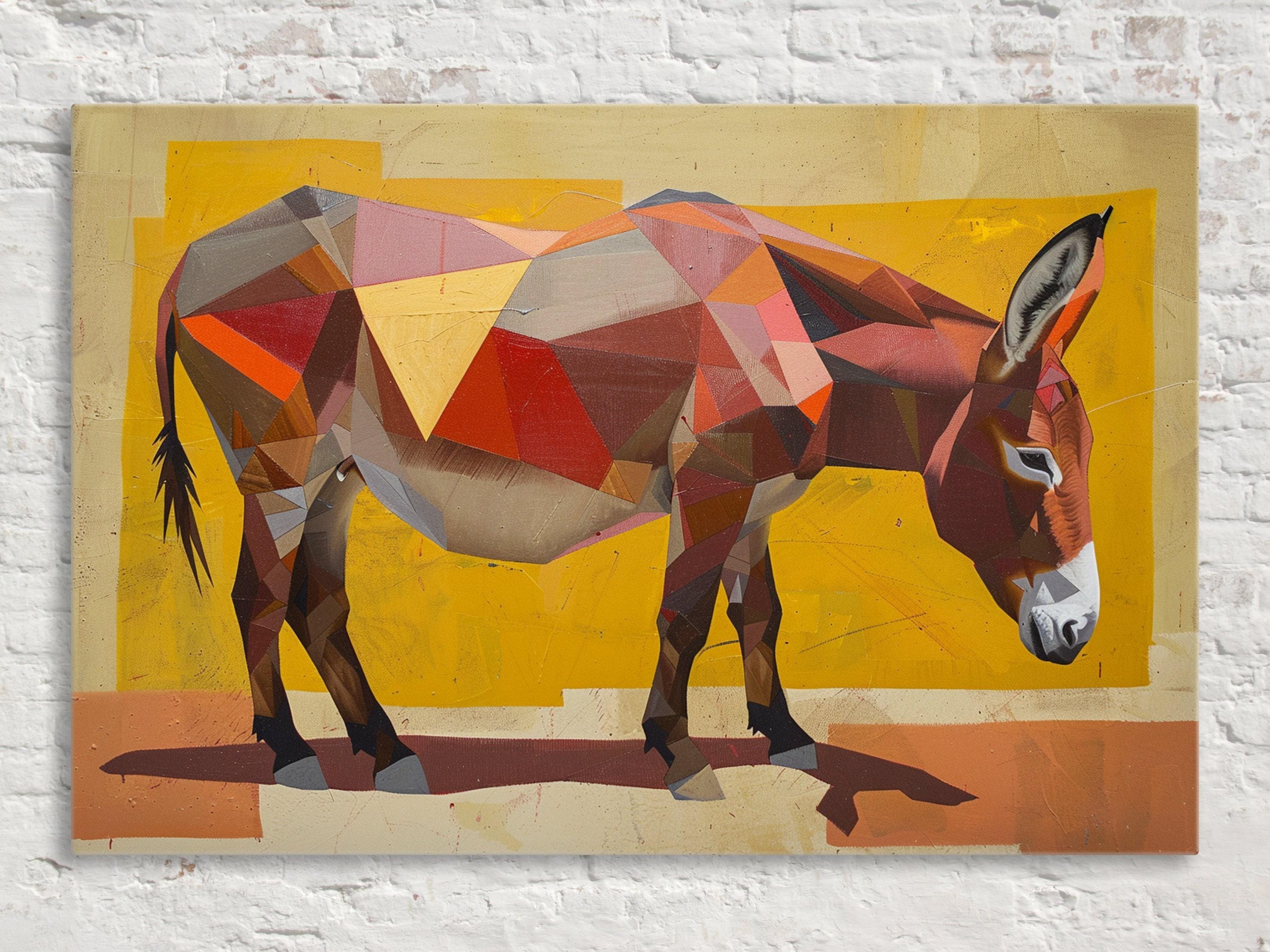 Minimalist Donkey Canvas – Rustic Texas Art | Large Gallery Wrapped Print