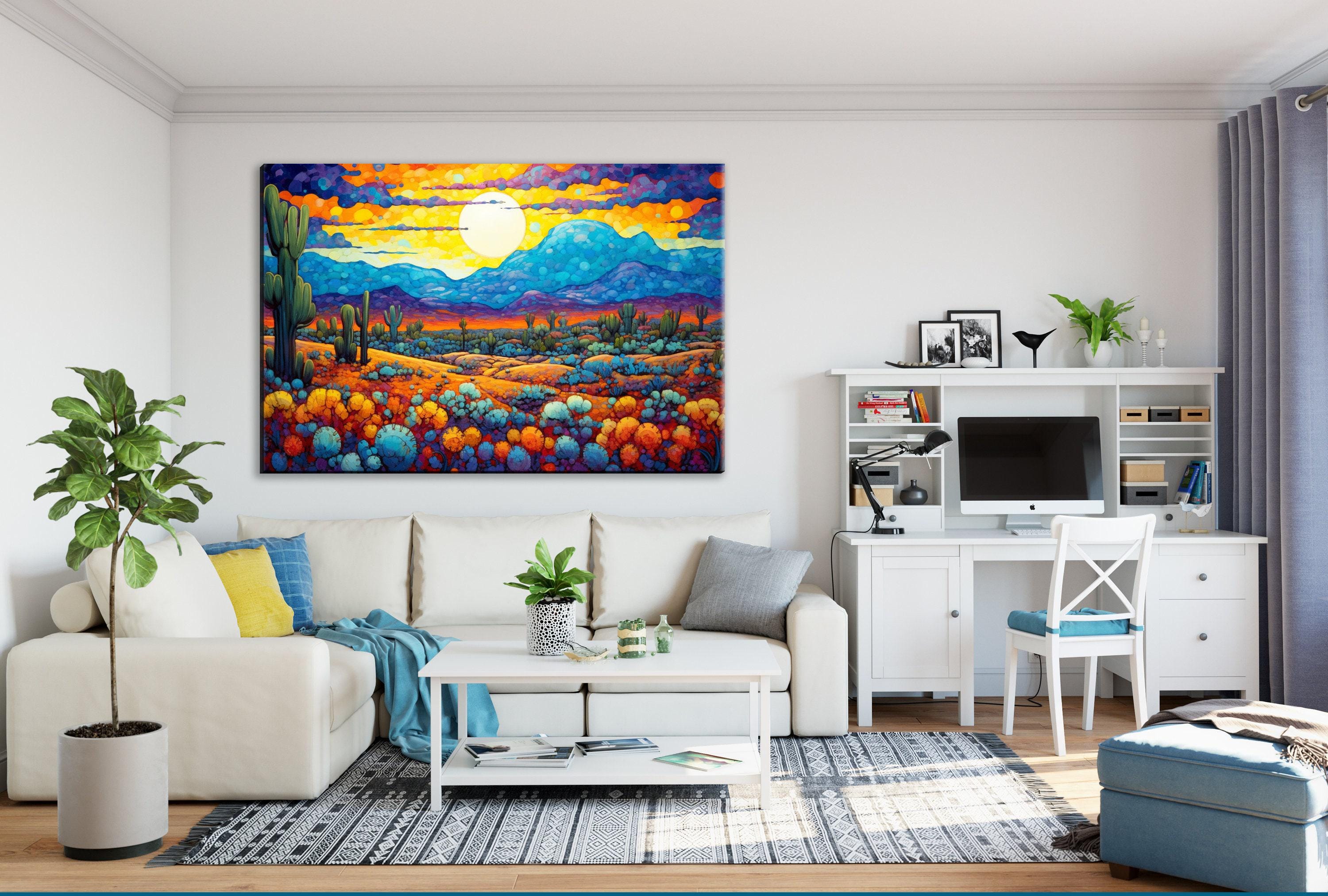 Southwest Desert Art - Vibrant Desert Landscape Painting on Large Canvas Wall Art