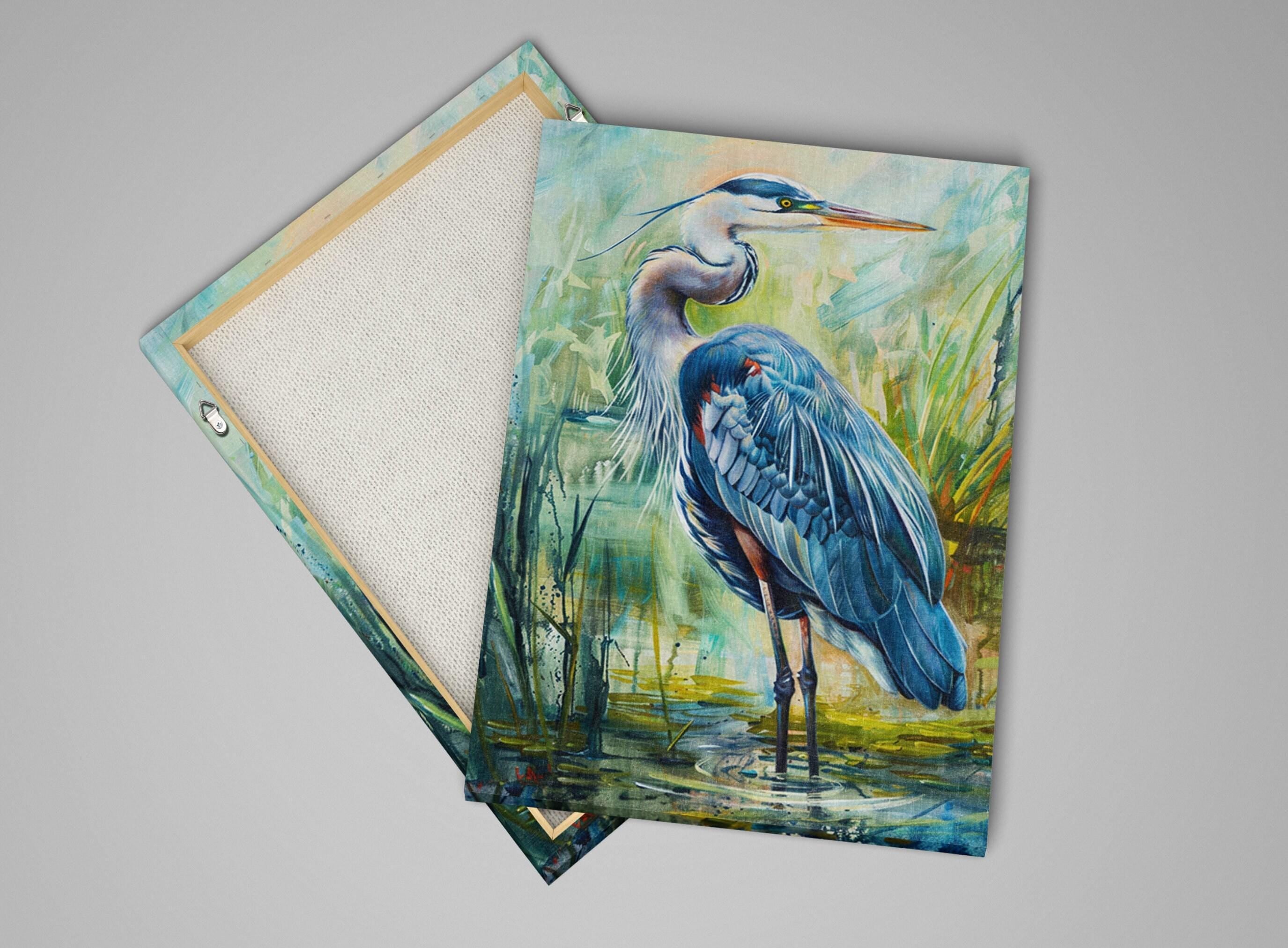 Blue Heron Wall Art – Large Canvas Art | Gallery Wrapped Canvas with Scratch Resistant Coating