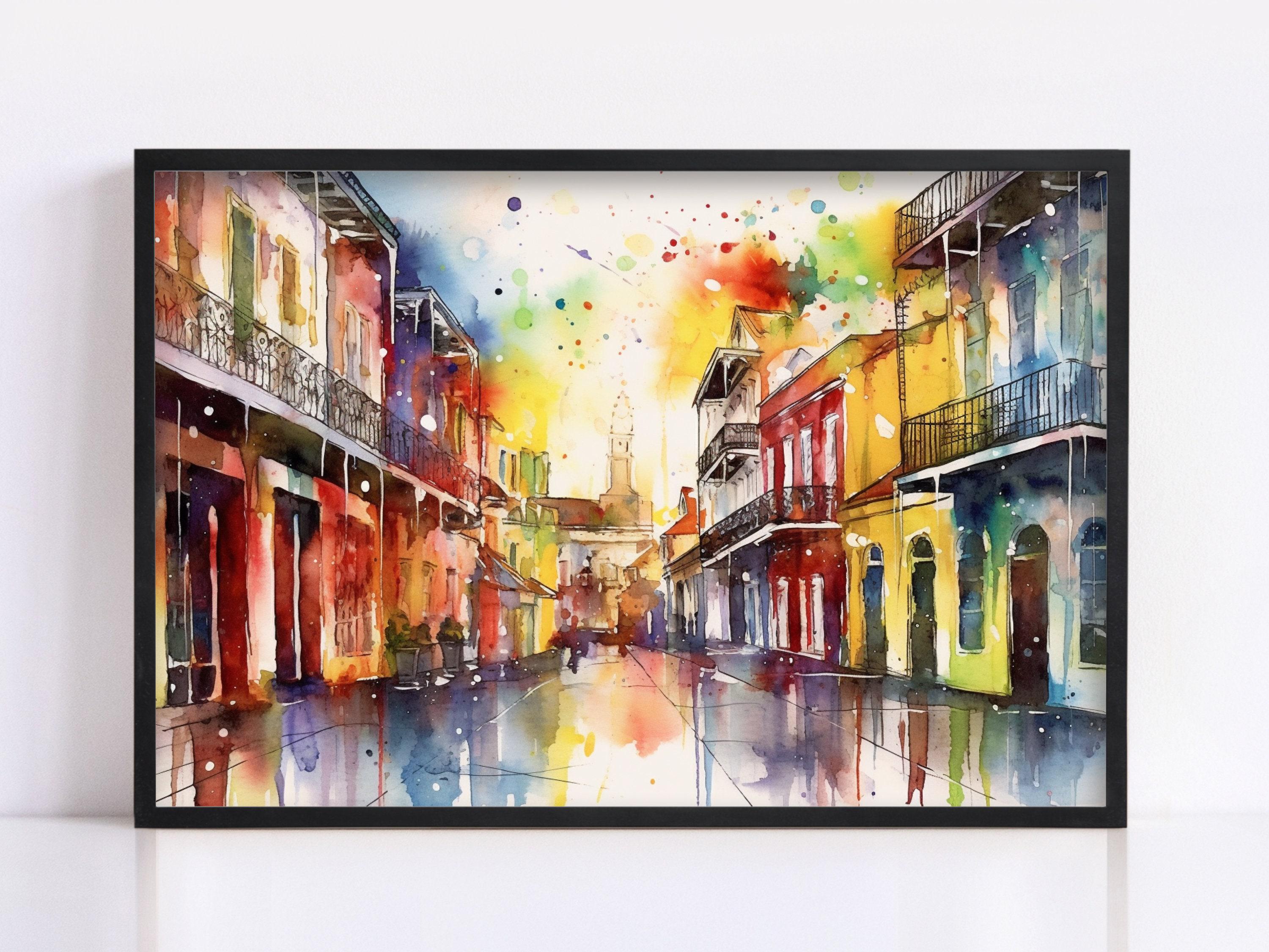 Historic Beauty: French Quarter Watercolor Print, Giclee Print on Canvas, Artist Paper, Watercolor Paper, Available in Extra Large Sizes