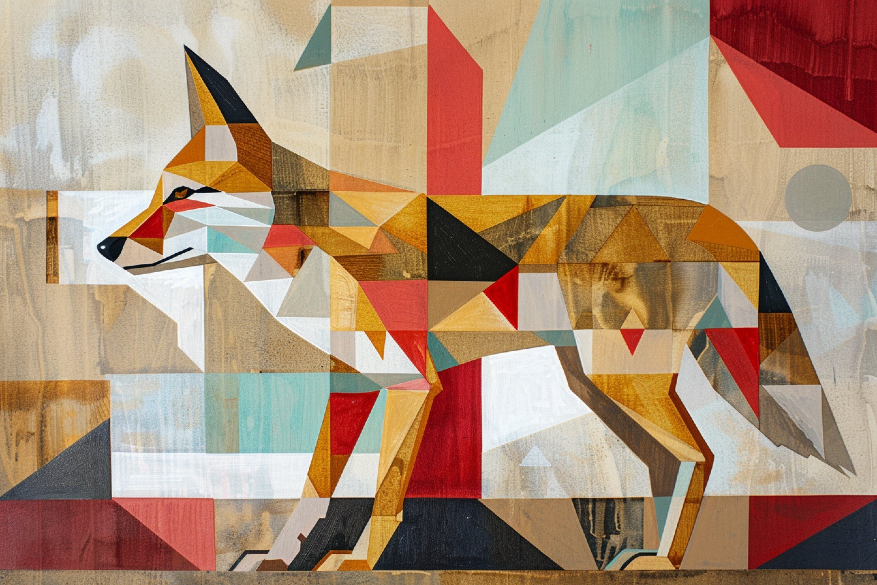 Mid-Century Coyote Art – Extra Large Gallery Wrapped Canvas with Wood Frame