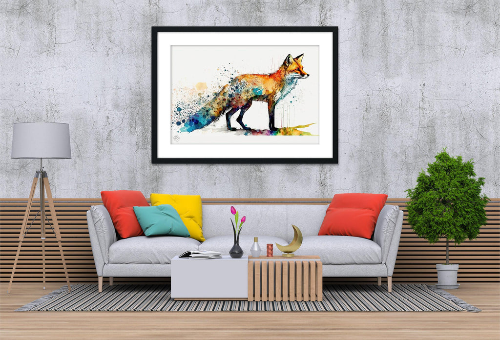 Wildlife Beauty: Fox Watercolor Painting, Giclee Print on Canvas, Artist Paper, Watercolor Paper, Available in Extra Large Sizes