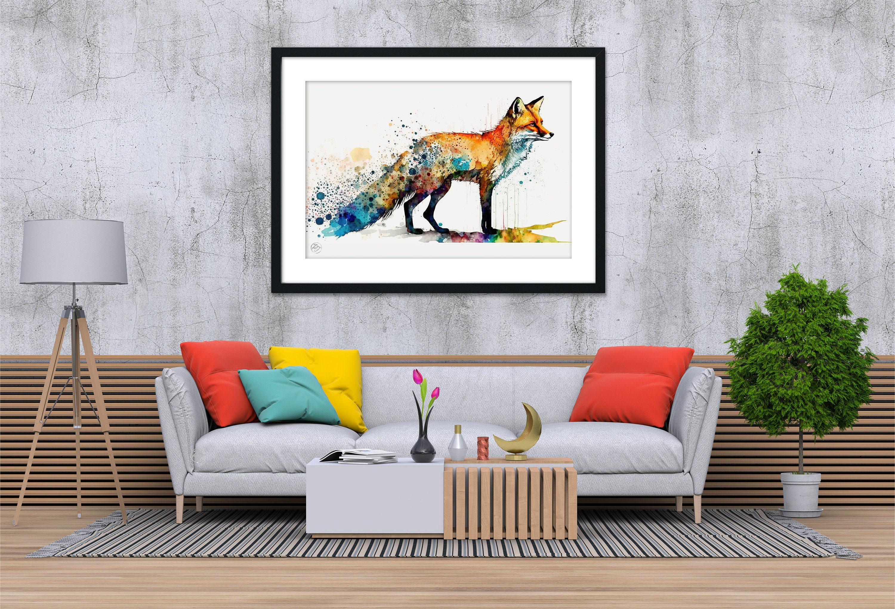 Wildlife Beauty: Fox Watercolor Painting, Giclee Print on Canvas, Artist Paper, Watercolor Paper, Available in Extra Large Sizes