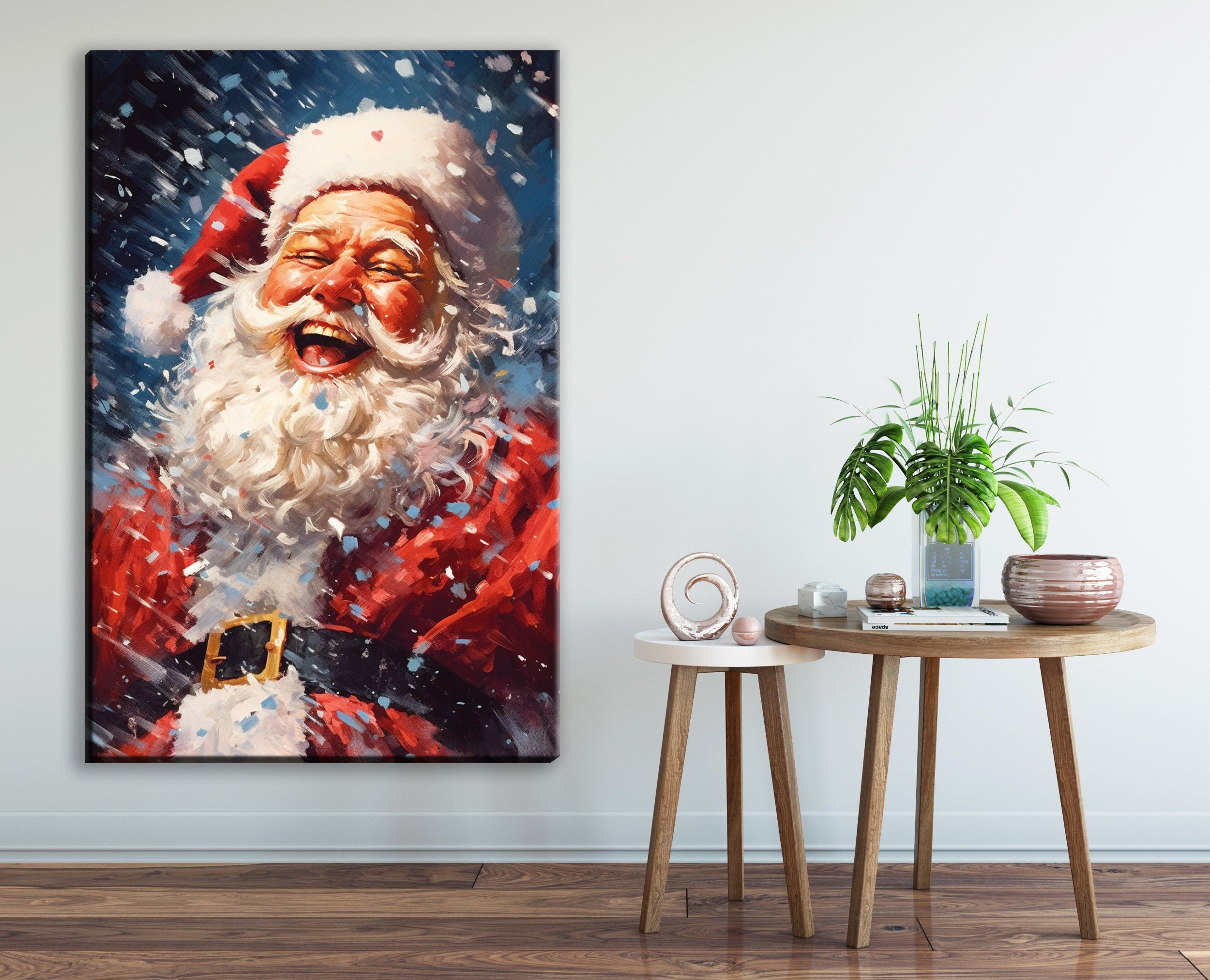 Santa Canvas Print | Classic Christmas Decor on Giclee Canvas - Ready to Hang Holiday Wall Art