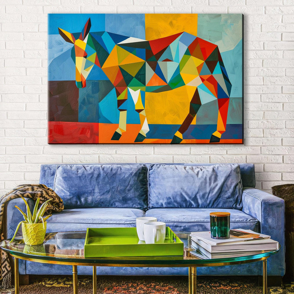 Geometric Donkey Art - Mid Century Modern Large Canvas Art | Ready to Hang Gallery Wrapped Canvas