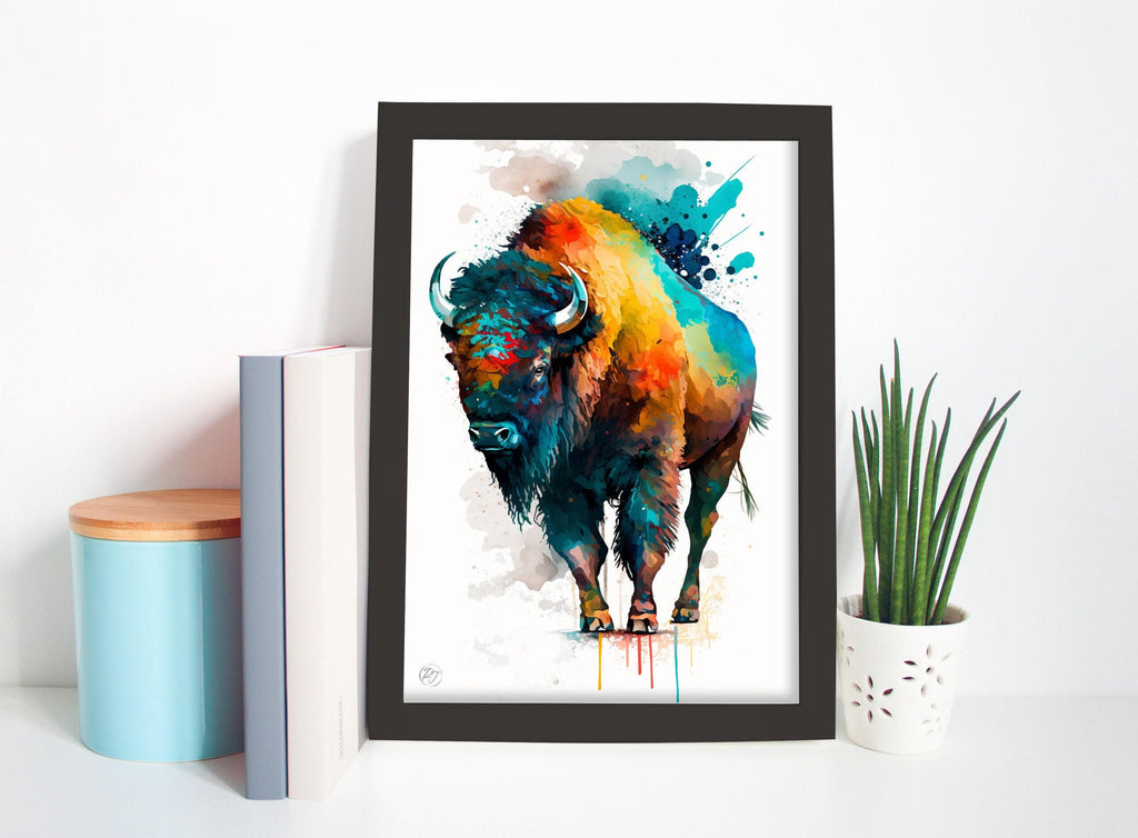 Majestic Bison: Watercolor Canvas Wall Art Print, Giclee Print on Canvas, Artist Paper, Watercolor Paper, Available in Extra Large Sizes