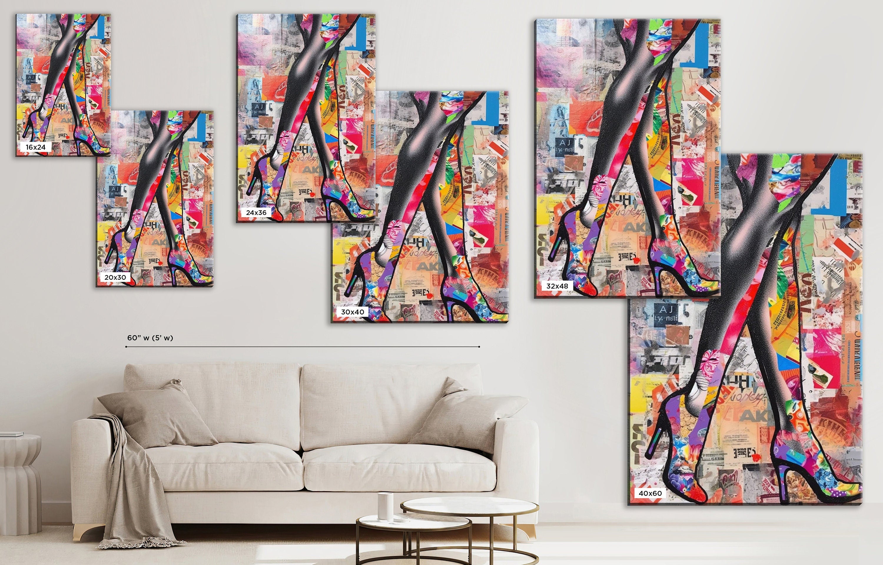 Woman Legs Canvas - Large Canvas Wall Art | Modern Collage Fashion Decor