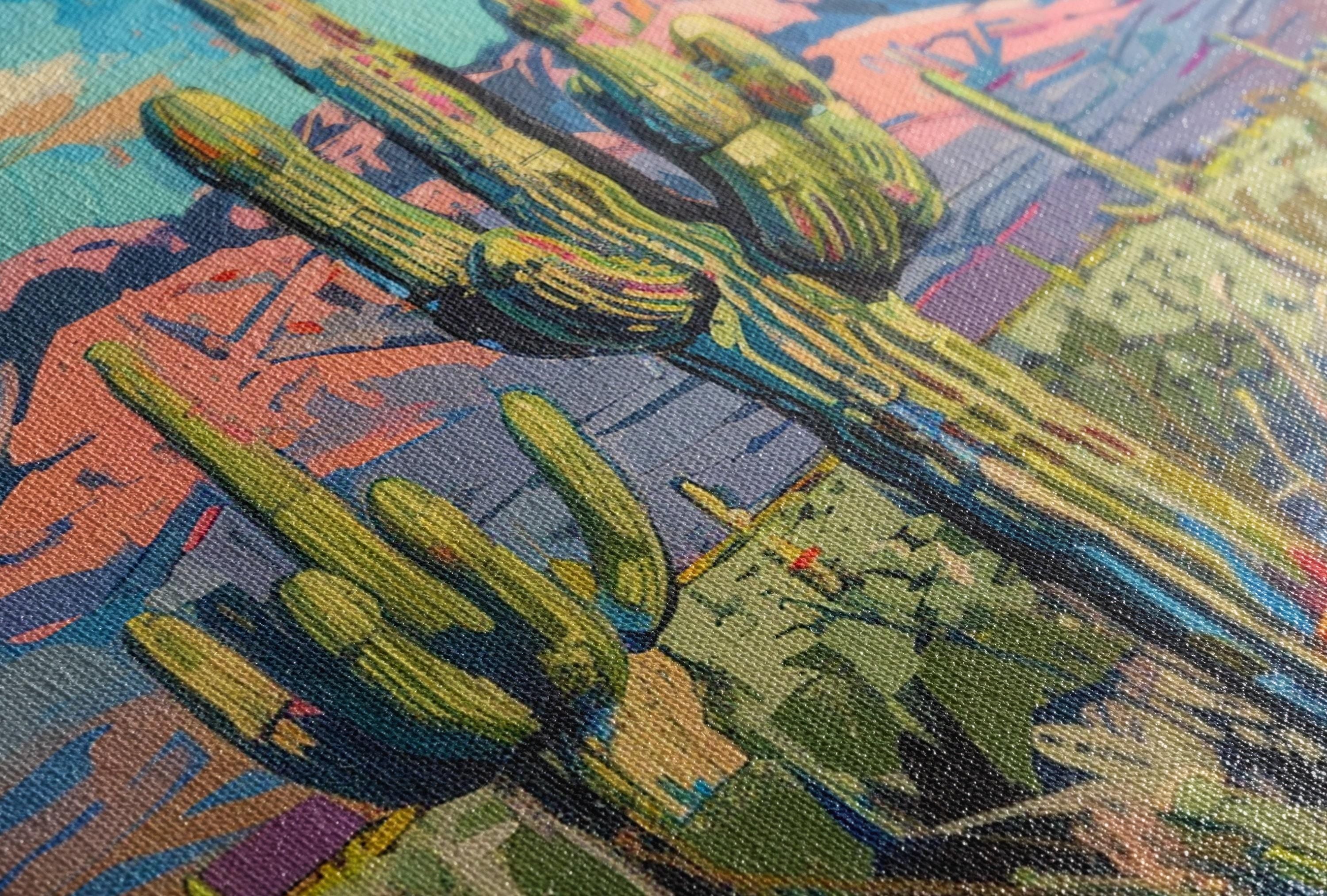Saguaro Cactus Wall Painting – Large Gallery Wrapped Canvas with Acid-Free Inks