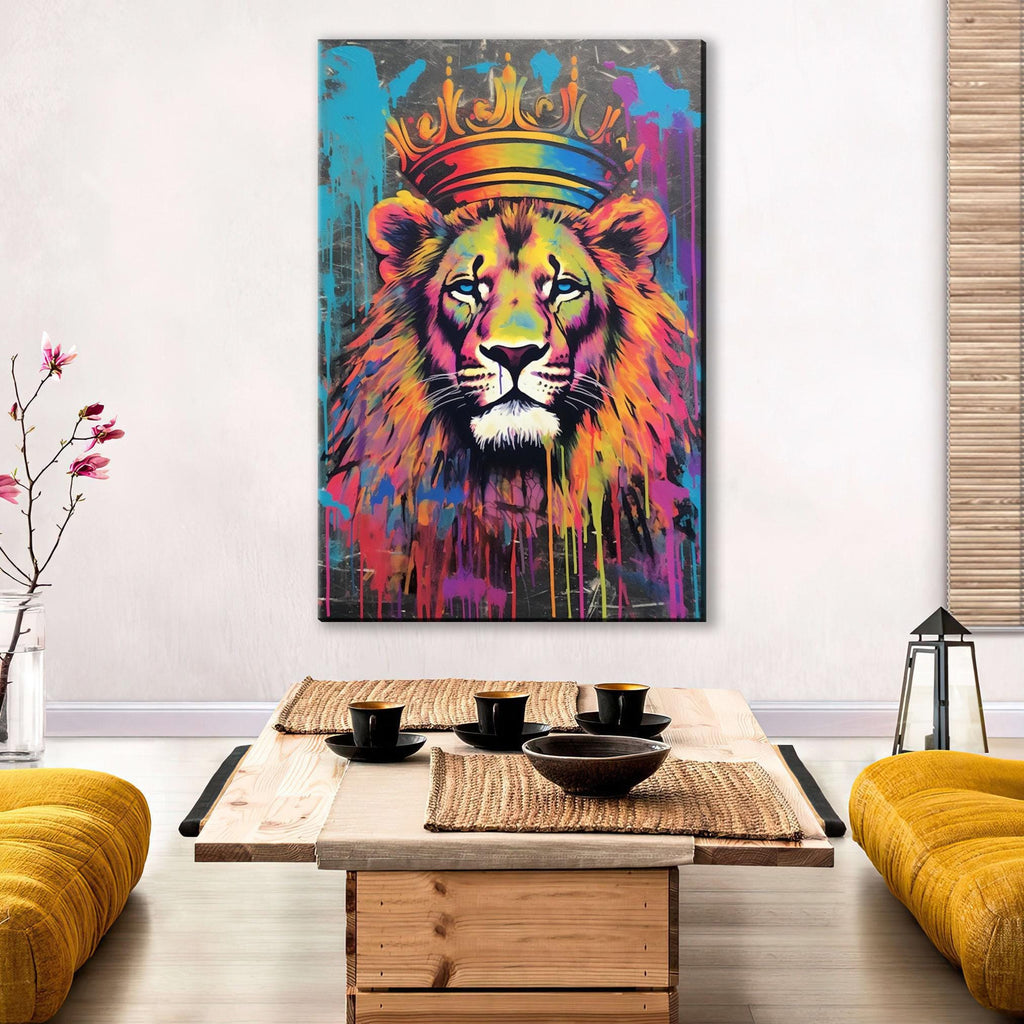 Lion Canvas Wall Art – Large Canvas Art | Spraypaint Graffiti Urban Wall Decor
