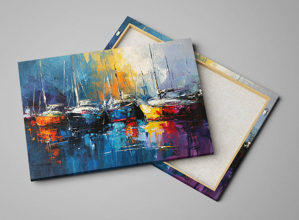 Sailboat Harbor Art - Large Canvas Sailboat Print | Nautical Decor Art, Coastal Home Decor