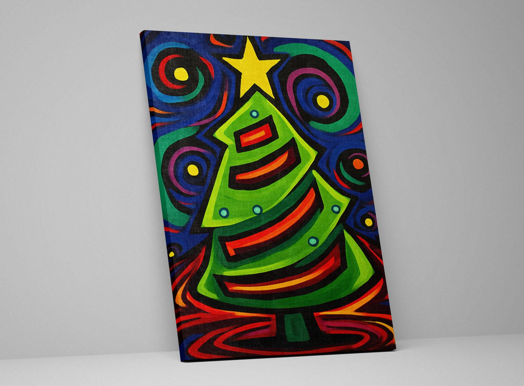 Cubist Christmas Tree Art - Gallery Wrapped Canvas with Scratch Resistant Frame