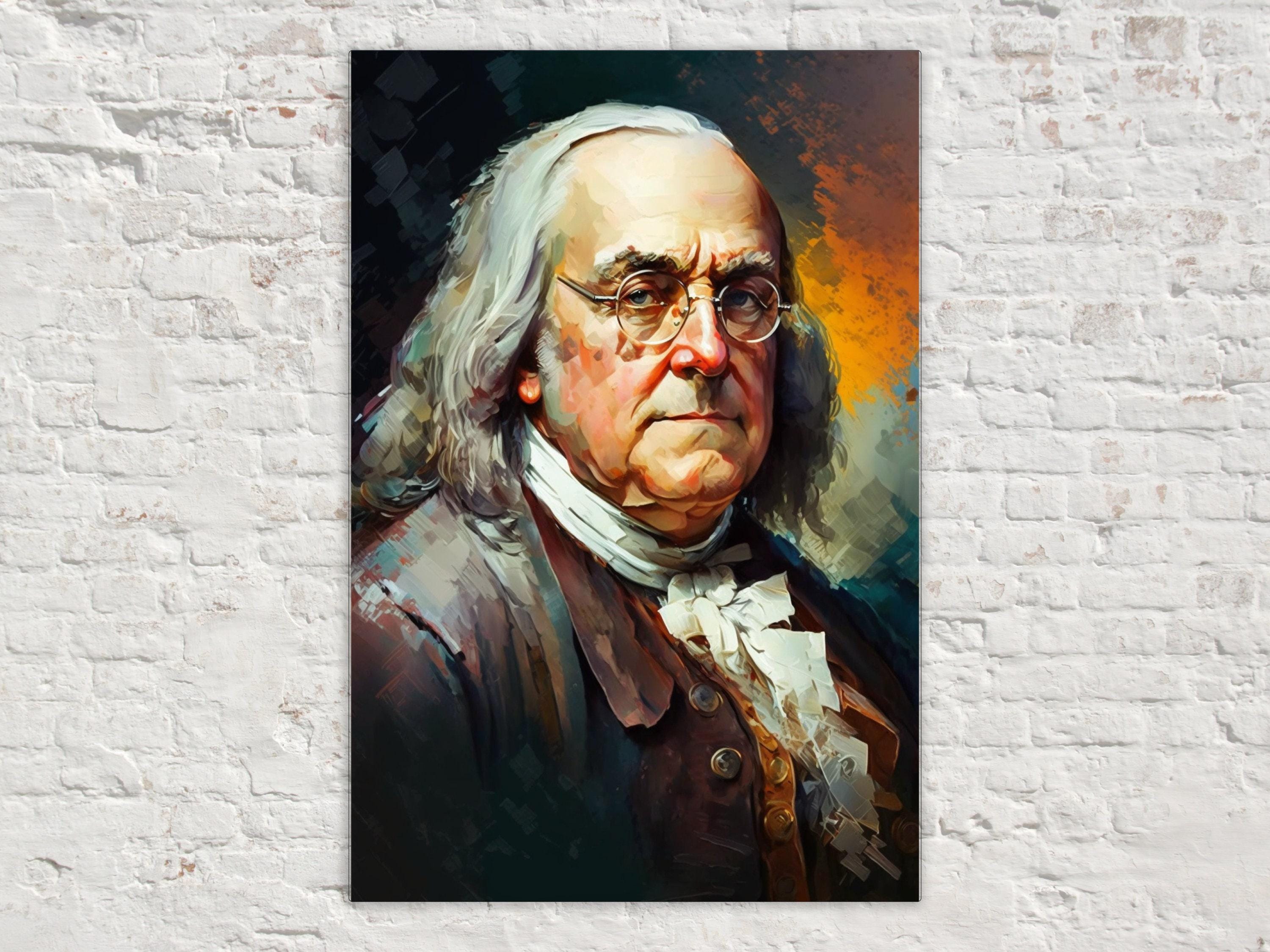 Benjamin Franklin Canvas Art - Founding Father Portrait | Historical Wall Art Print