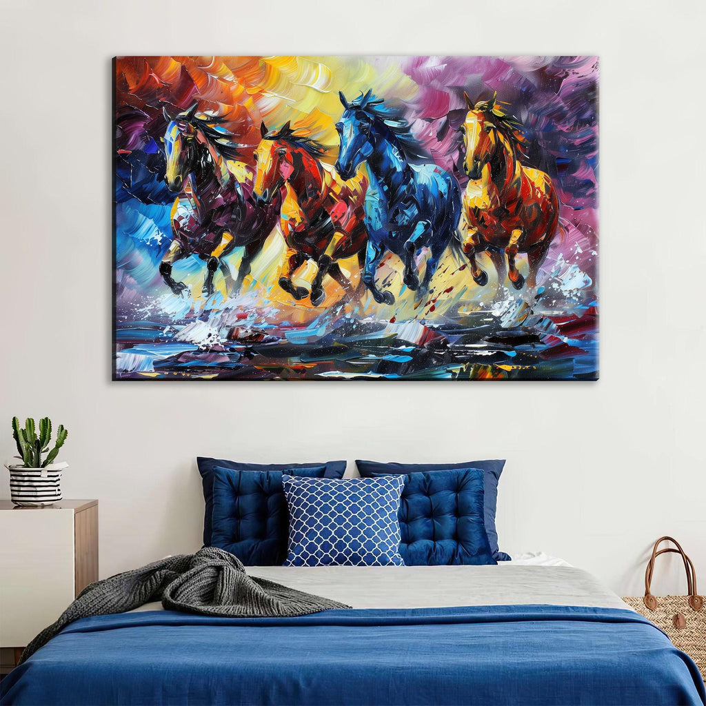 Wild Horses Wall Art - Extra Large Gallery Wrapped Canvas with UV Coating