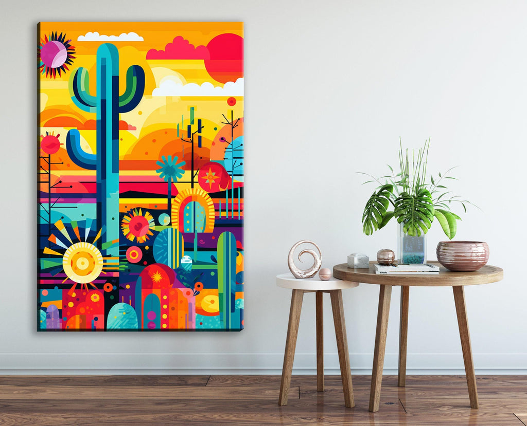 Desert Landscape Art - Geometric Desert Art | Gallery Wrapped Canvas, Ready to Hang