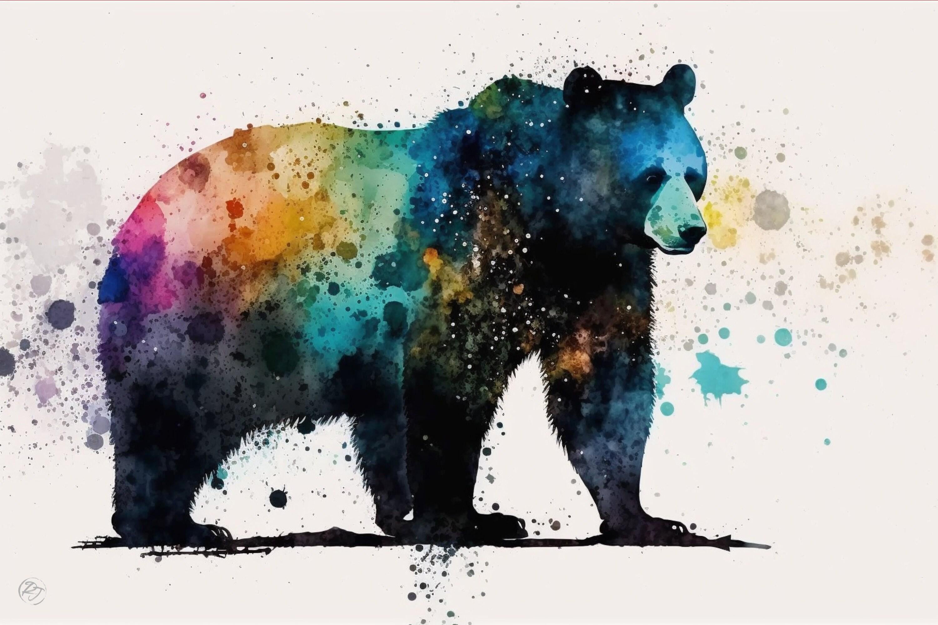 Graceful Black Bear: Watercolor Canvas Wall Art Print, Giclee Print on Gallery-wrapped Artist Canvas, Available in Extra Large Sizes