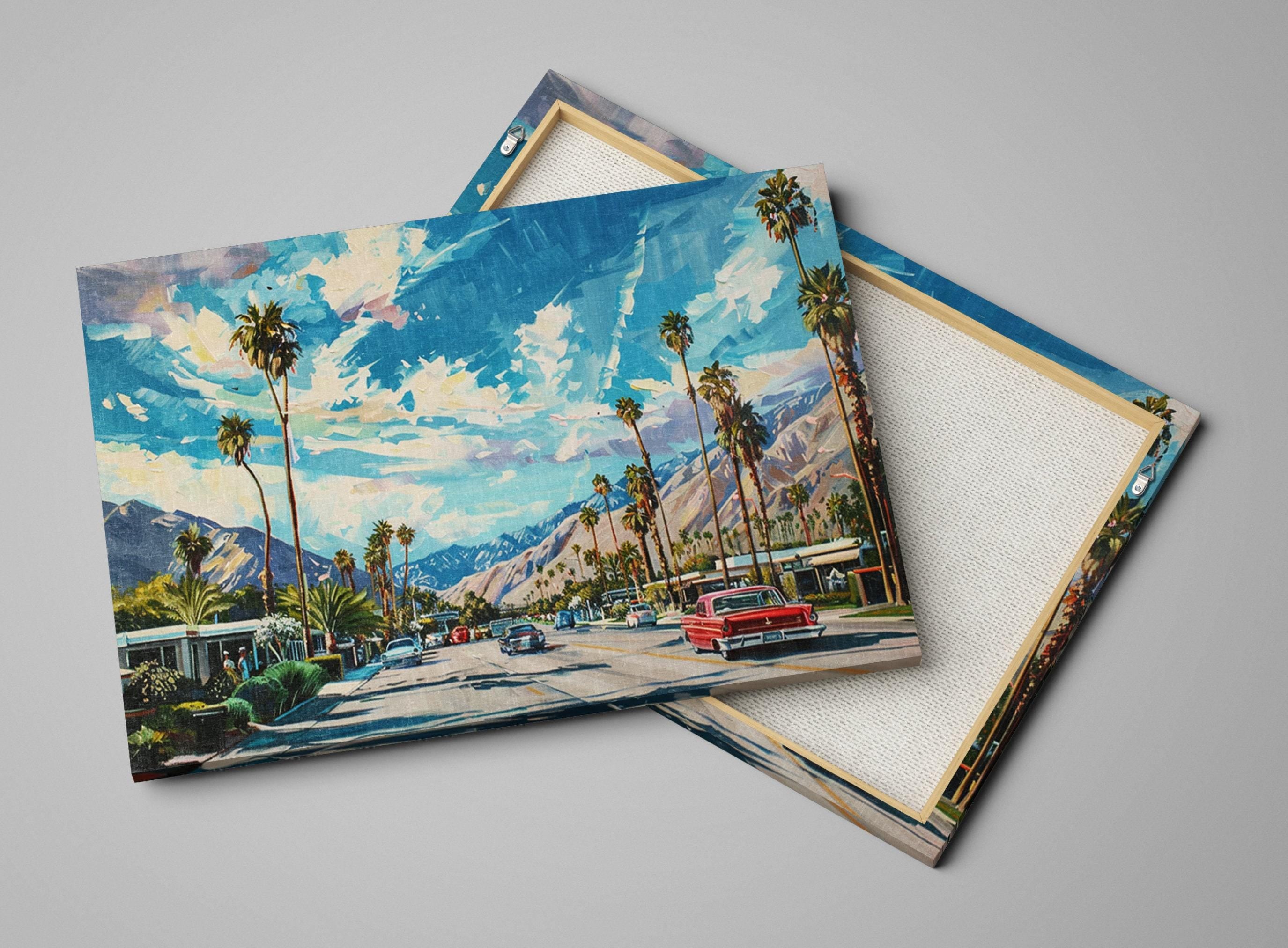 Palm Springs Canvas Art - Retro Desert Decor | Gallery Wrapped Large Wall Art Print