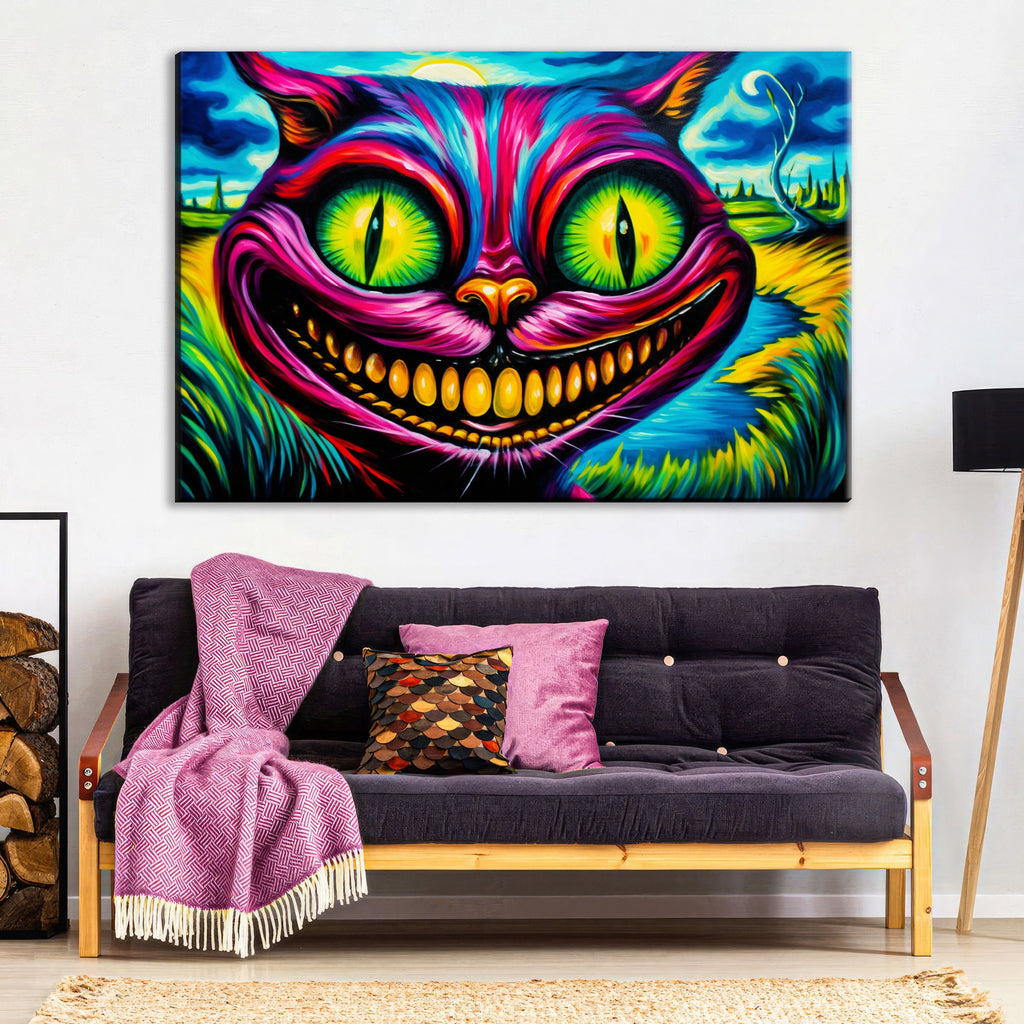 Cheshire Cat Canvas - Vibrant Alice In Wonderland Art | Gallery Wrapped, Ready To Hang