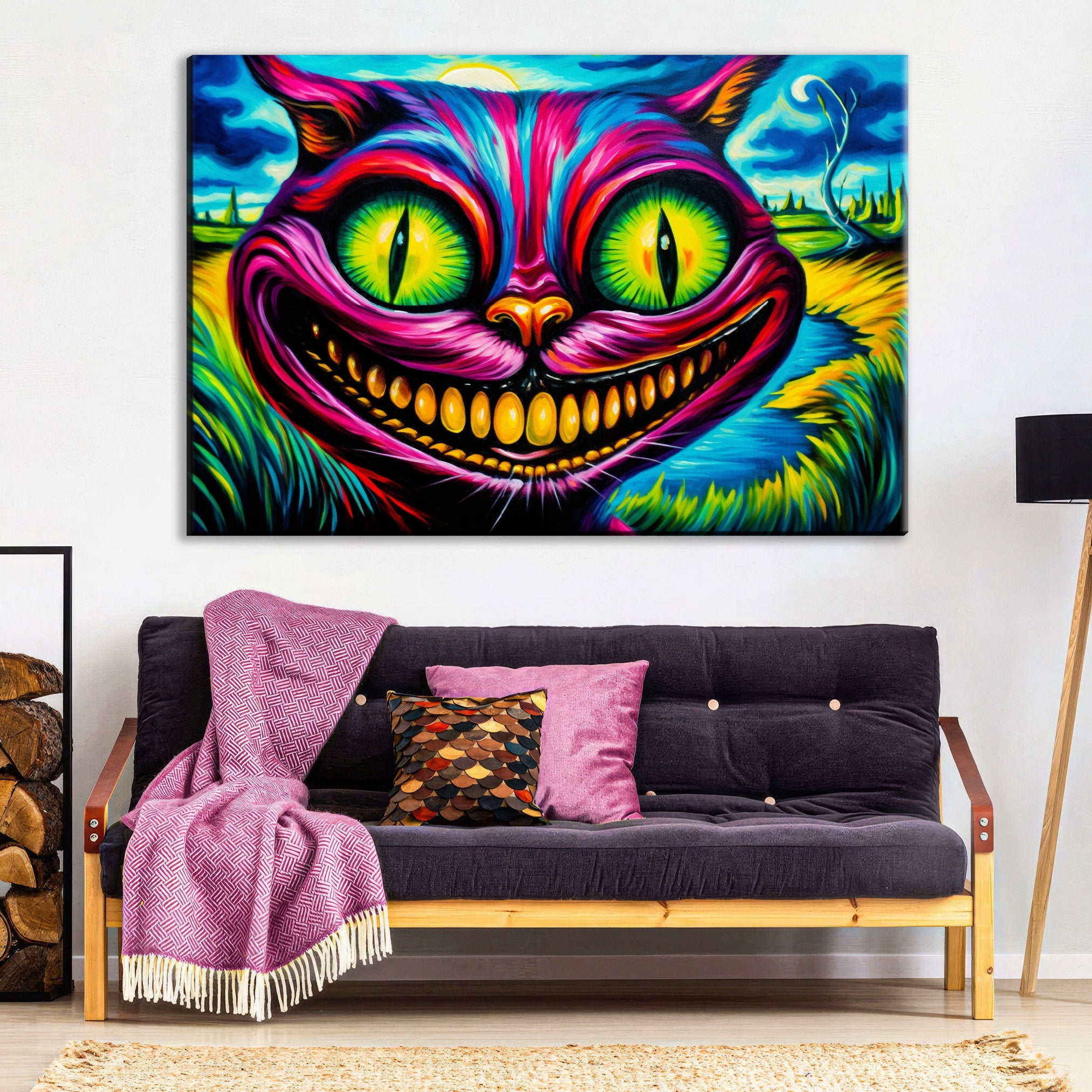 Cheshire Cat Canvas - Vibrant Alice In Wonderland Art | Gallery Wrapped, Ready To Hang