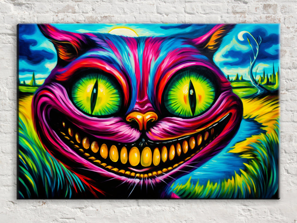 Cheshire Cat Canvas - Vibrant Alice In Wonderland Art | Gallery Wrapped, Ready To Hang