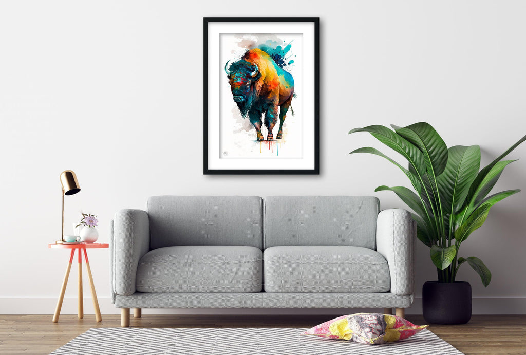 Majestic Bison: Watercolor Canvas Wall Art Print, Giclee Print on Canvas, Artist Paper, Watercolor Paper, Available in Extra Large Sizes