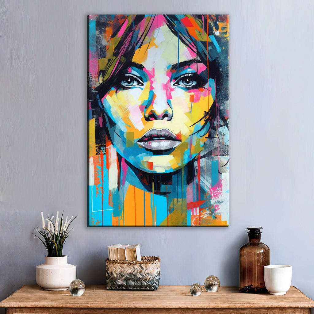 Minimal Woman Artwork – Expressive Canvas Wall Art Painting | Large Pop Art