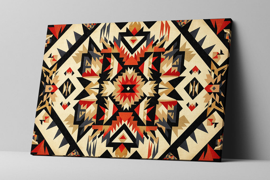 Native American Wall Art – Extra Large Tribal Pattern Decor on Gallery Wrapped Canvas