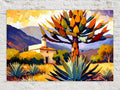 Southwest Desert Art - Agave Cactus Canvas | Vibrant Desert Landscape Painting
