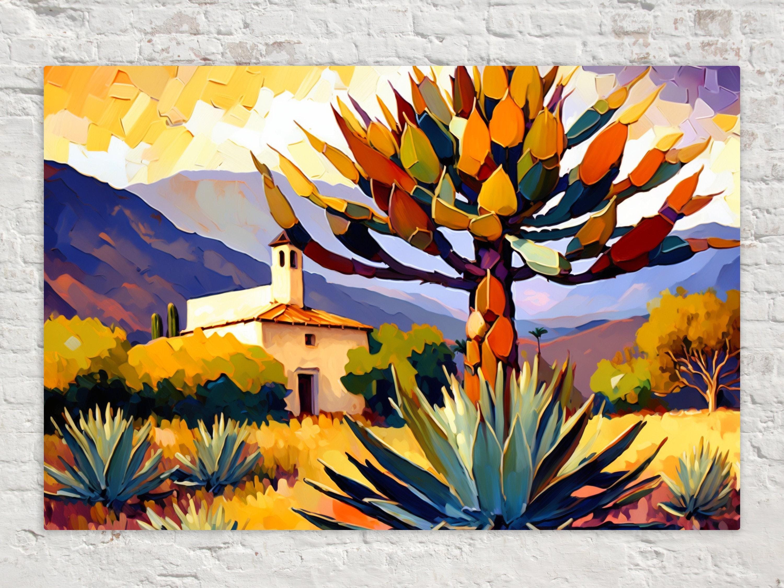 Southwest Desert Art - Agave Cactus Canvas | Vibrant Desert Landscape Painting