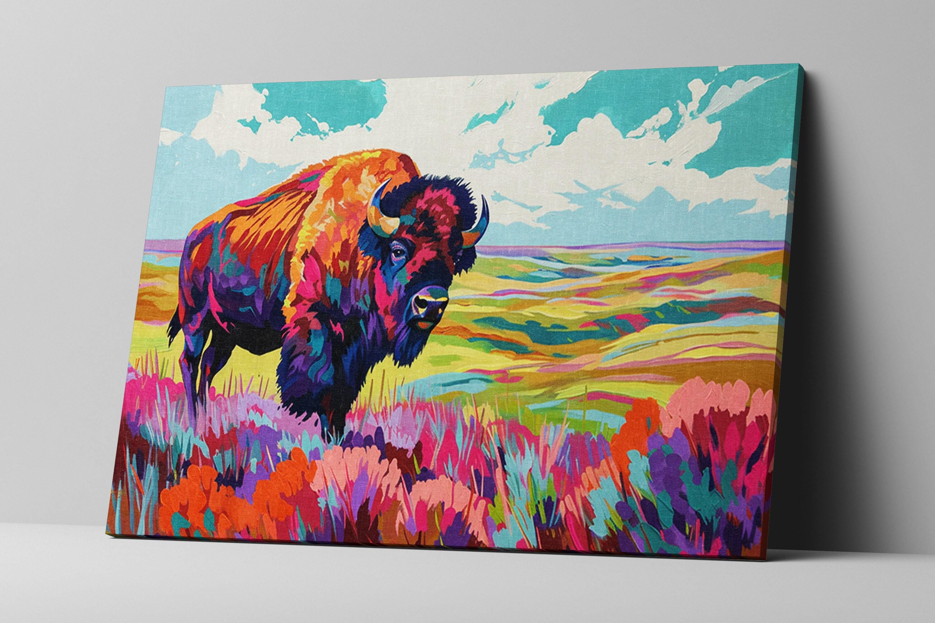 Bison Pop Art - Bold Wall Art Canvas | Extra Large Gallery Wrapped Canvas
