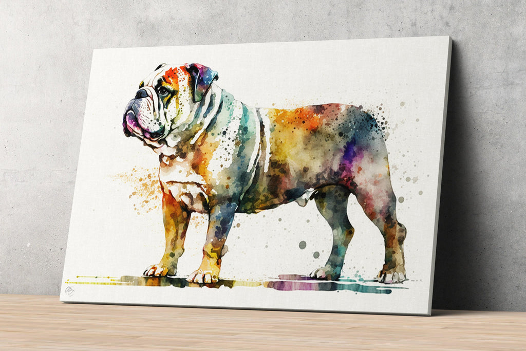 Bulldog Lover's Delight: Watercolor Bulldog Wall Art, Giclee Print on Canvas, Artist Paper, Watercolor Paper, Available in Extra Large Sizes