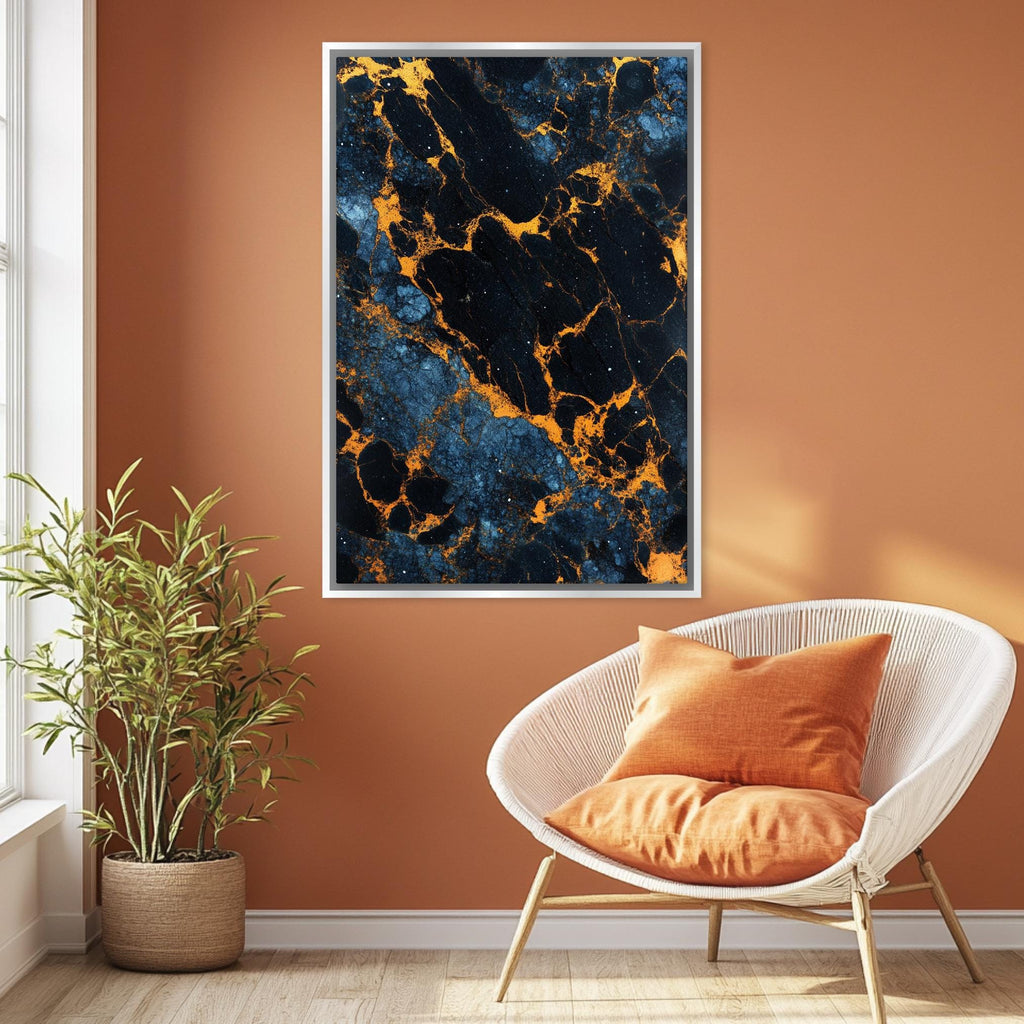 a room with a chair and a painting on the wall