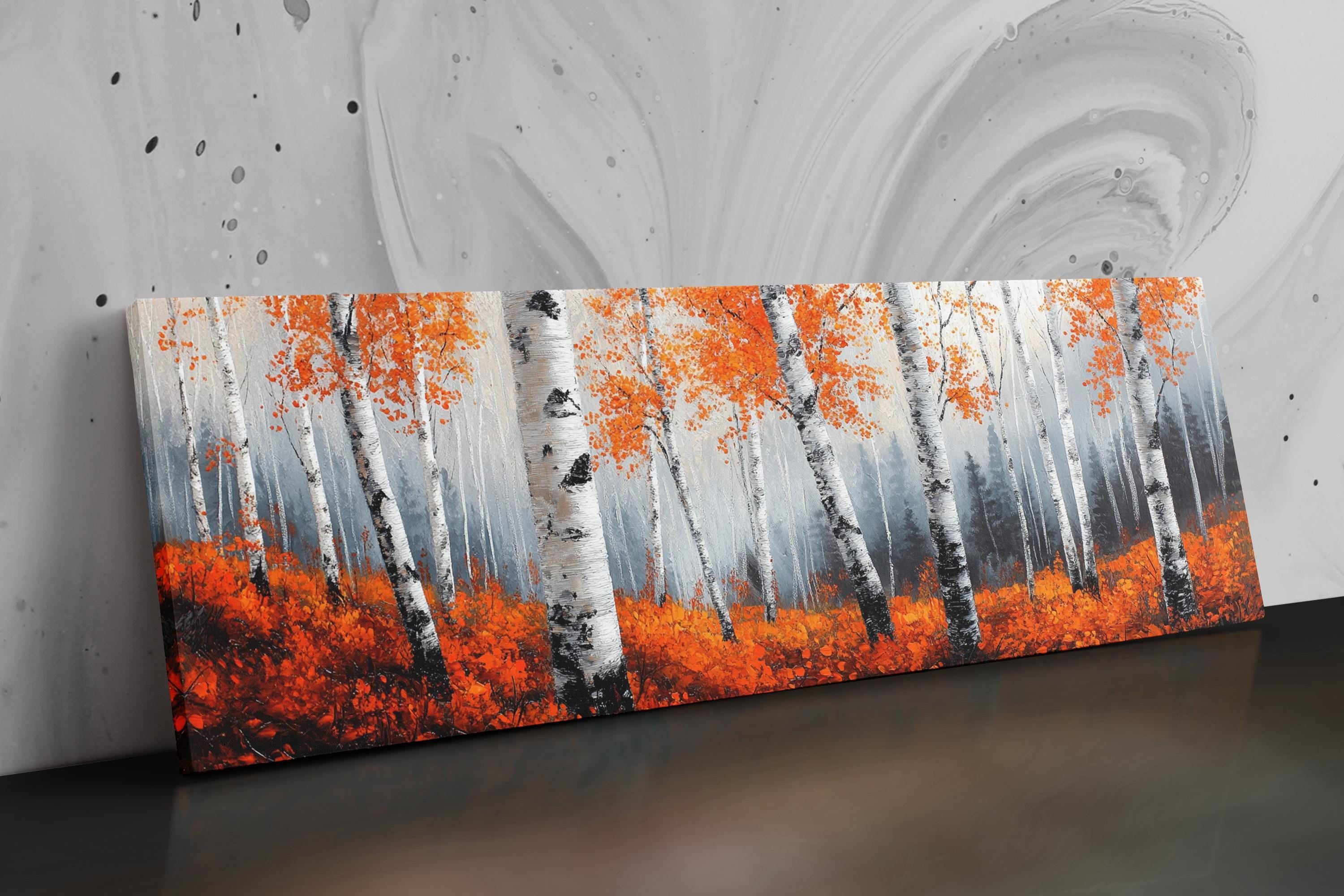 Birch Tree Wall Art - Panoramic Forest Landscape Art | Oversized Canvas Print, Ready to Hang