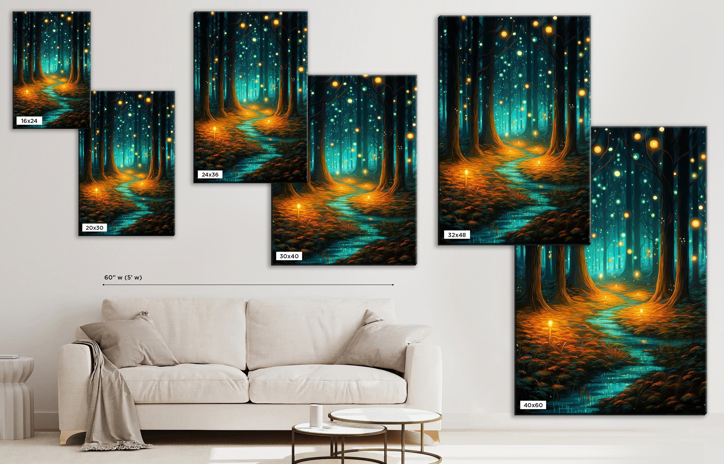 Magical Forest Canvas - Enchanted Woodland Wall Art | Gallery Wrapped Canvas Print